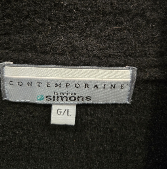 Simons Classic Black 100% Wool Coat Sz L - Picture 5 of 6